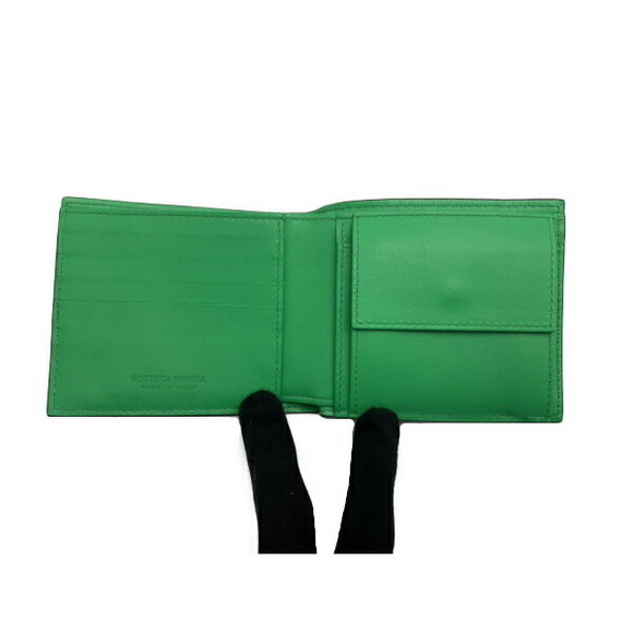Bottega Veneta Intrecciato Wallet Black Bi Calf fold Green - Picture 3 of 5